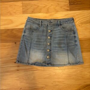 American Eagle Outfitters Light Blue Button-Front Mini Skirt